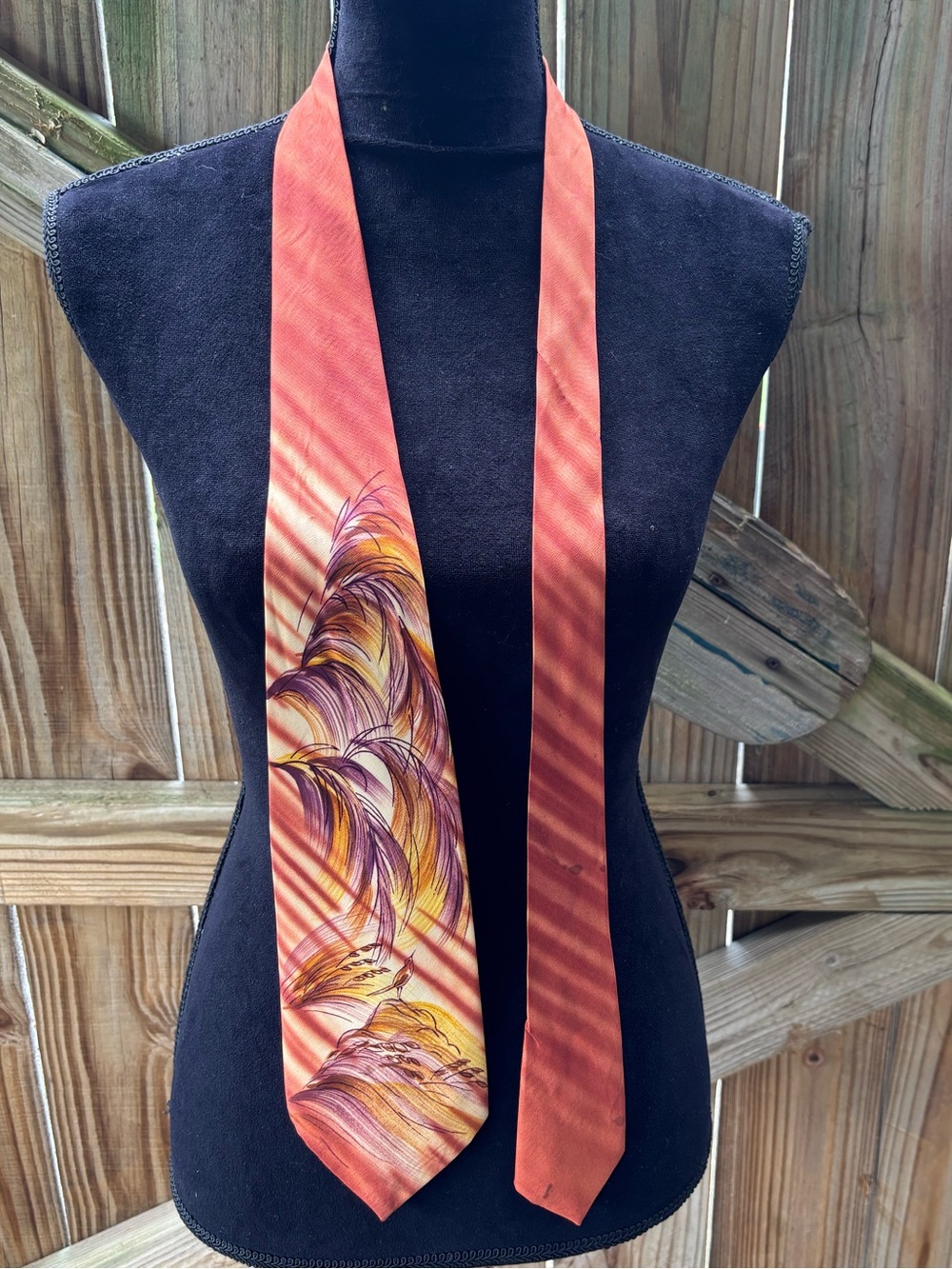 Warm Orange & Yellow Hand Painted Tie Size 53”L - Picture 2 of 6